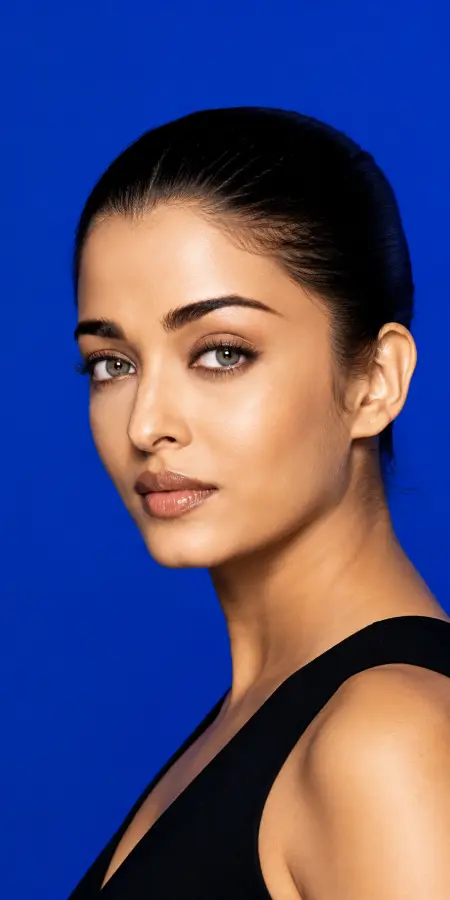 Aishwarya Rai Close Up Blue Studio Background 4K wallpaper for desktop and mobile - Pixbee