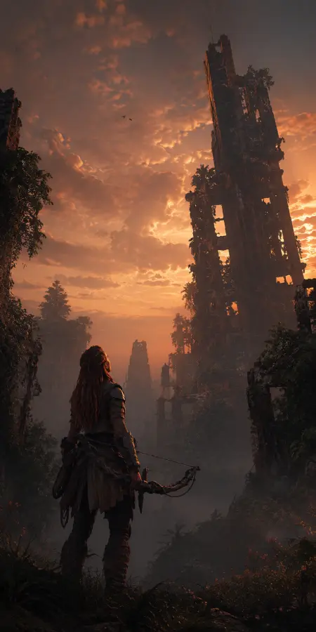 Aloy Horizon Zero Dawn Ruined City 4K wallpaper for desktop and mobile - Pixbee