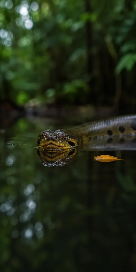 Anaconda Head Floating In Calm Water — iphone wallpapers phone wallpaper