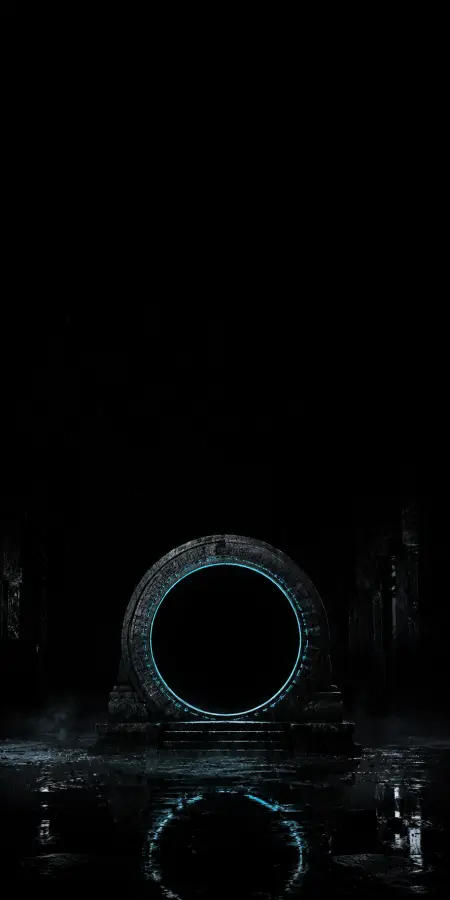 Ancient Stone Portal Gate Glowing Blue — iphone wallpapers phone wallpaper