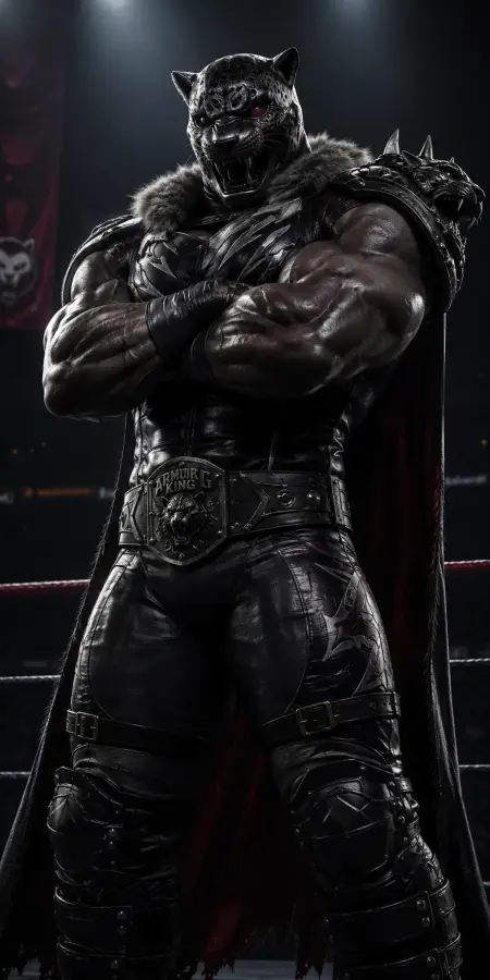 Armor King Standing Inside Wrestling Ring 4K wallpaper for desktop and mobile - Pixbee