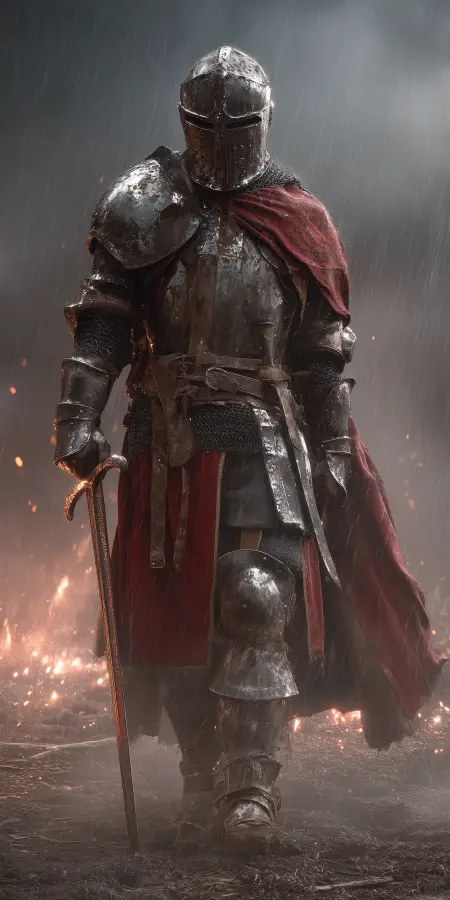 Armored Knight In Rain 4K wallpaper for desktop and mobile - Pixbee