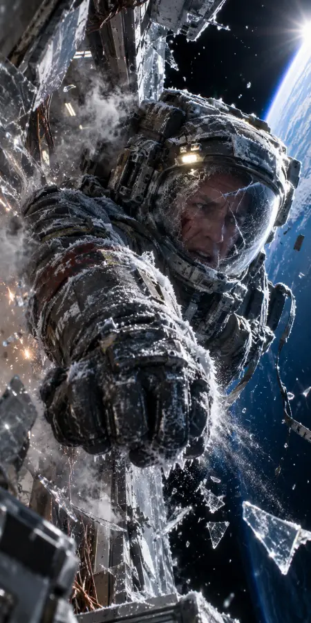 Astronaut Reaching Out In Frozen Space Shatter — ue5 phone wallpaper