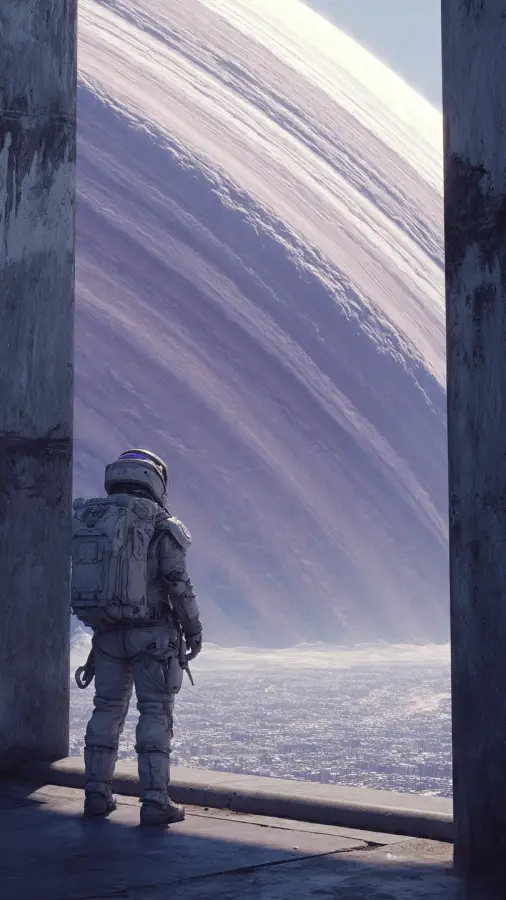 Astronaut Watching Massive Alien Planet 4K wallpaper for desktop and mobile - Pixbee