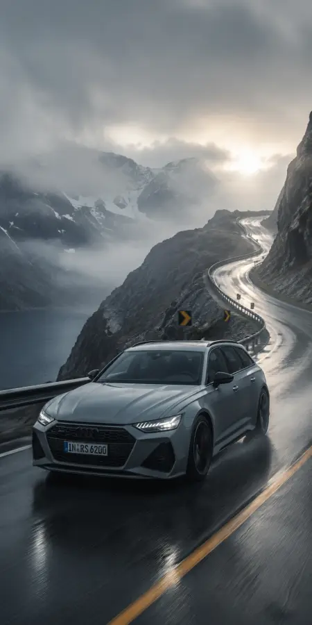 Audi Rs6 Avant On Winding Mountain Road — cars phone wallpaper