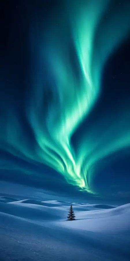 Aurora Over Frozen Silence 4K wallpaper for desktop and mobile - Pixbee