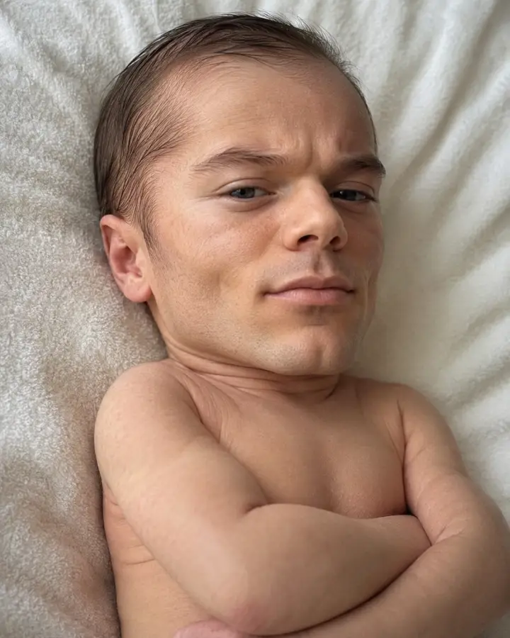 Baby Gigachad Lying With Arms Crossed — stock images phone wallpaper