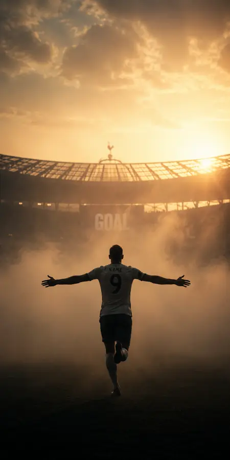 Back View Harry Kane Goal Celebration Sunset 4K wallpaper for desktop and mobile - Pixbee