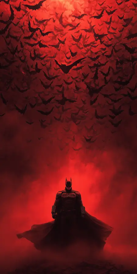 Batman Under Crimson Skies 4K wallpaper for desktop and mobile - Pixbee