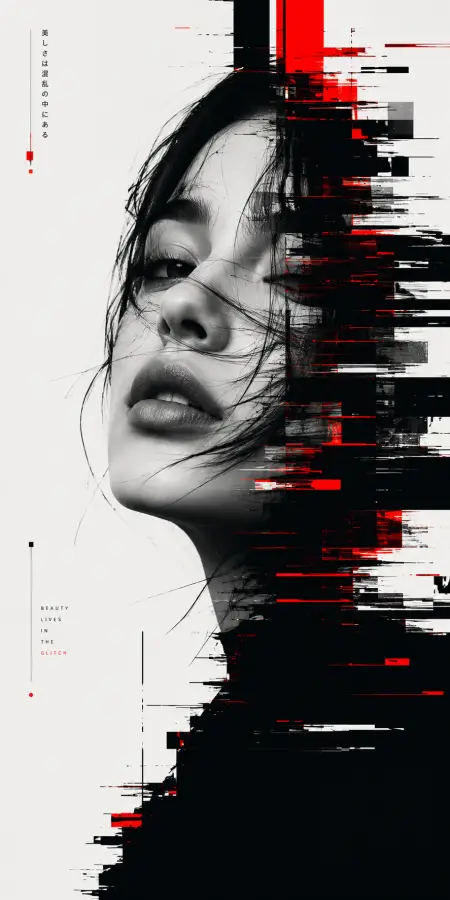 Beauty in the Glitch 🖤❤️ 4K wallpaper for desktop and mobile - Pixbee