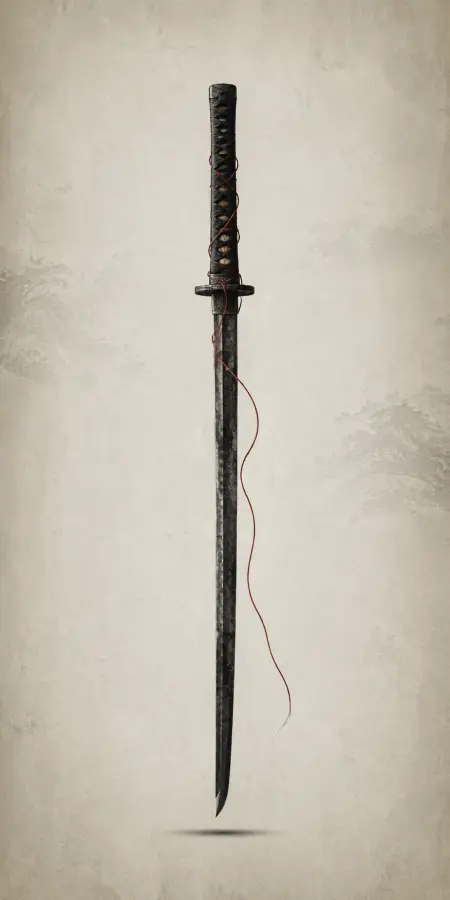 Black Katana Sword With Red Thread — iphone wallpapers phone wallpaper