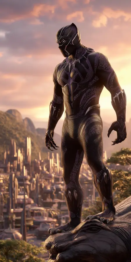 Black Panther Wakanda Sunset View 4K wallpaper for desktop and mobile - Pixbee