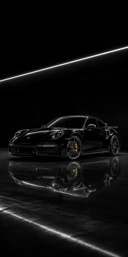 Black Porsche 911 Studio Lighting Reflection — cars phone wallpaper
