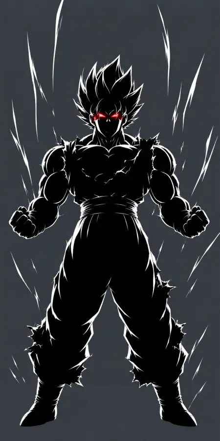 Black Silhouette Goku Red Eyes Glow 4K wallpaper for desktop and mobile - Pixbee