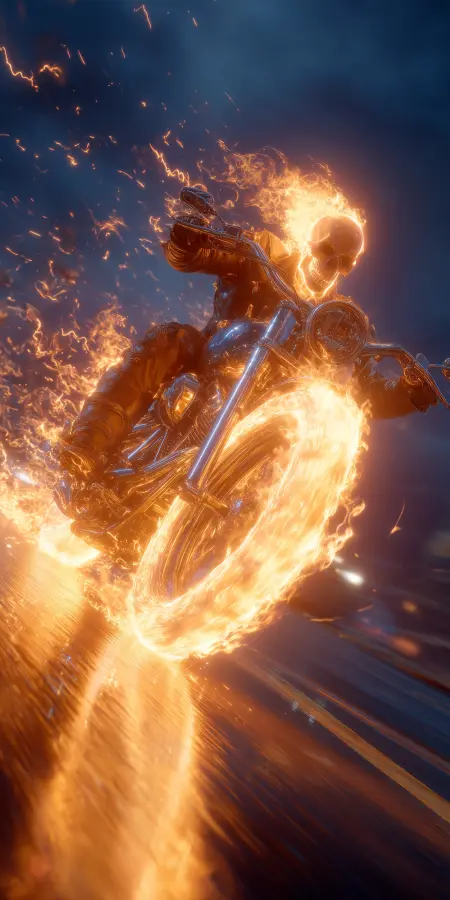 Blazing Skull Ride Fury - Ghost rider 4K wallpaper for desktop and mobile - Pixbee