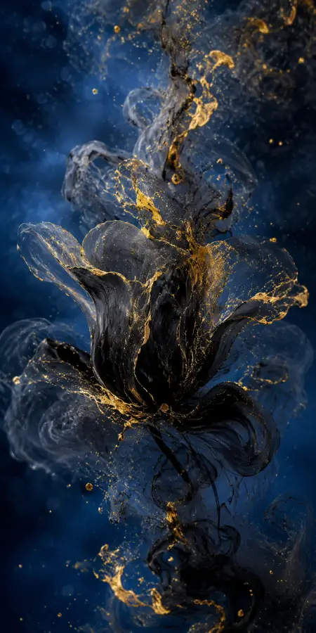 Blooming Liquid Gold and Dark Smoke 4K wallpaper for desktop and mobile - Pixbee