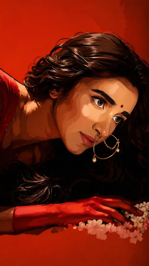Bold Desi Red Aesthetic Portrait 4K wallpaper for desktop and mobile - Pixbee