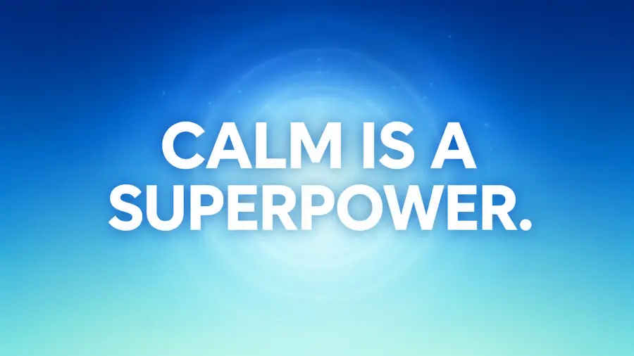 Bold White Sans-Serif Typography Reading Calm Is A Superpower Over a Blue Radial Gradient Background 4K wallpaper for desktop and mobile - Pixbee