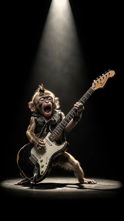 “Born to scream. Forced to tune.” 🎸🐒 4K wallpaper for desktop and mobile - Pixbee