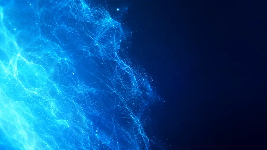 Bright Blue Cosmic Nebula Network Particle Wave 4K wallpaper for desktop and mobile - Pixbee