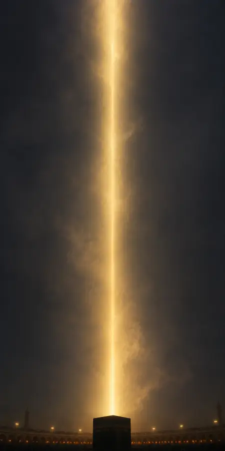 Brilliant Golden Light Beam Over Kaaba — islamic wallpaper phone wallpaper
