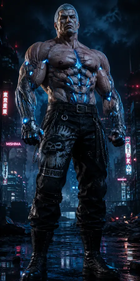 Bryan Fury Cybernetic Body Enhancement Cyberpunk City 4K wallpaper for desktop and mobile - Pixbee
