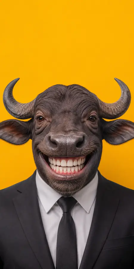 Buffalo Boss be like 🦬💼 “Smile friendly, charge aggressively.” 😭 4K wallpaper for desktop and mobile - Pixbee