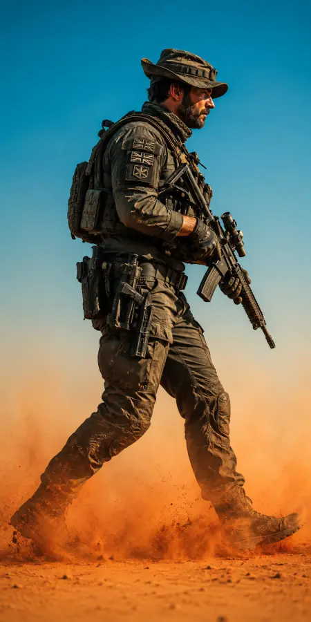 Captain Price Walking In Desert Dust — ue5 phone wallpaper