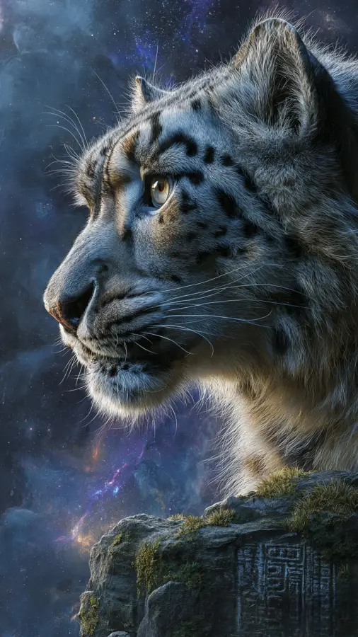 Celestial Snow Leopard 4K wallpaper for desktop and mobile - Pixbee
