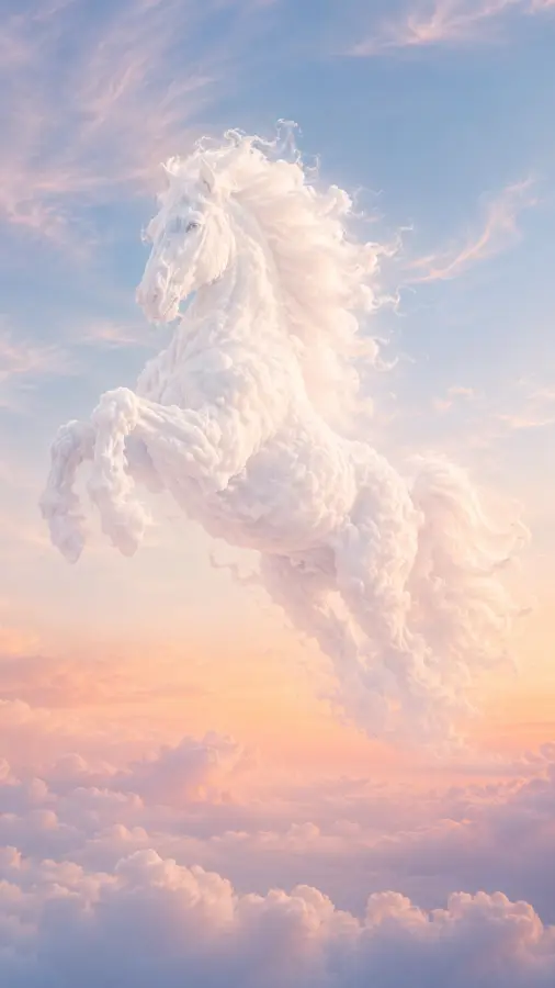 Celestial Spirit — Born from Clouds, Raised by the Sky ☁️🐎✨ 4K wallpaper for desktop and mobile - Pixbee