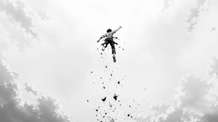 Character Launched Into the Sky Amid Shattering Earth Fragments 4K wallpaper for desktop and mobile - Pixbee