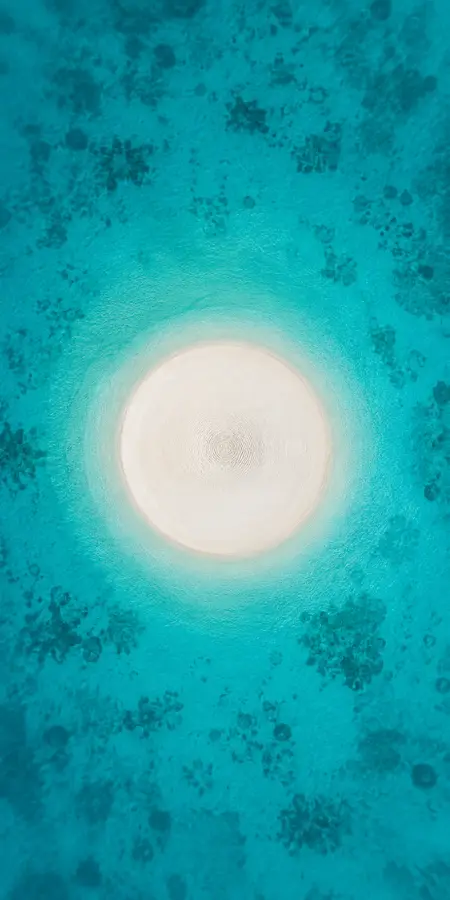 Circular Sand Atoll In Turquoise Ocean — iphone wallpapers phone wallpaper