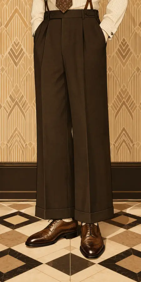 Classic High Waisted Trousers With Suspenders 4K wallpaper for desktop and mobile - Pixbee