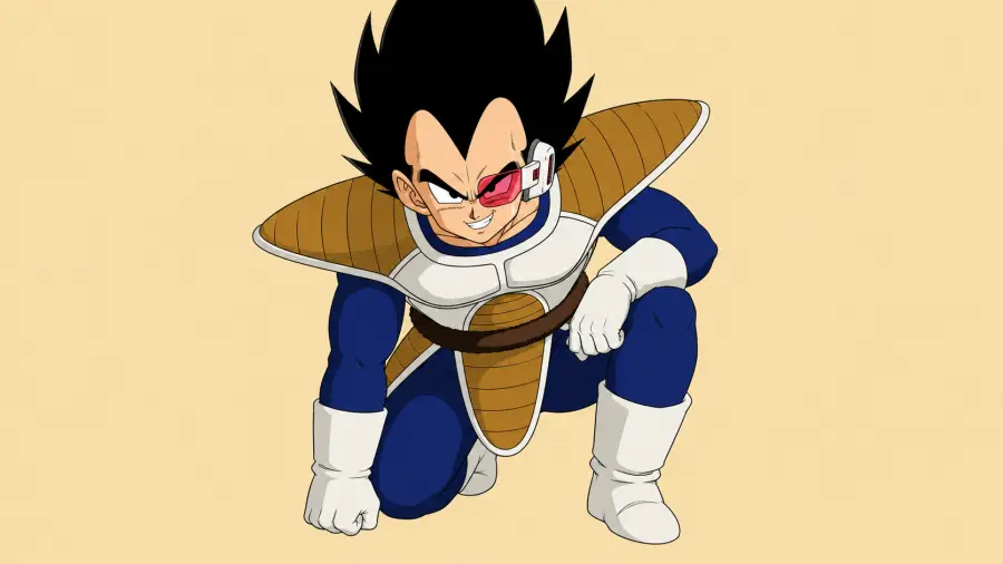 Classic Saiyan Saga Vegeta Kneeling Pose 4K wallpaper for desktop and mobile - Pixbee