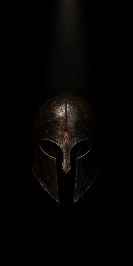 Close Up Ancient Bronze Spartan Helmet — iphone wallpapers phone wallpaper