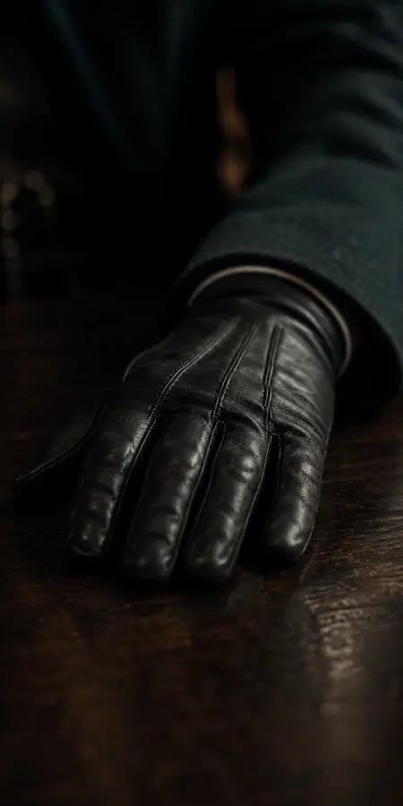Close Up Black Leather Glove On Table 4K wallpaper for desktop and mobile - Pixbee