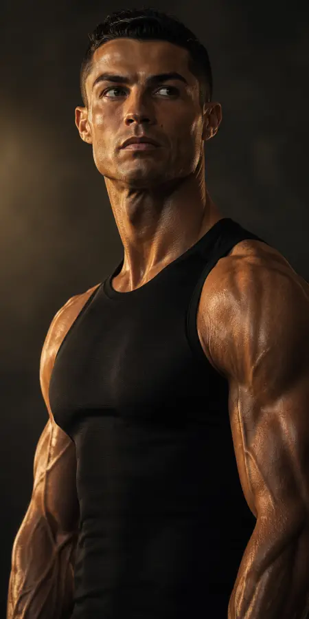 Close Up Portrait Of Cristiano Ronaldo In Tank Top 4K wallpaper for desktop and mobile - Pixbee