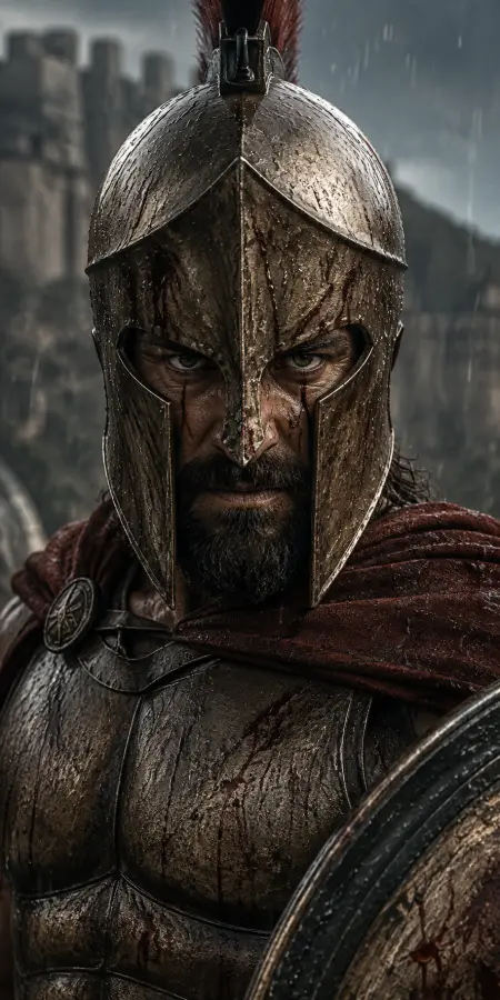 Close Up Portrait Spartan King Leonidas — iphone wallpapers phone wallpaper
