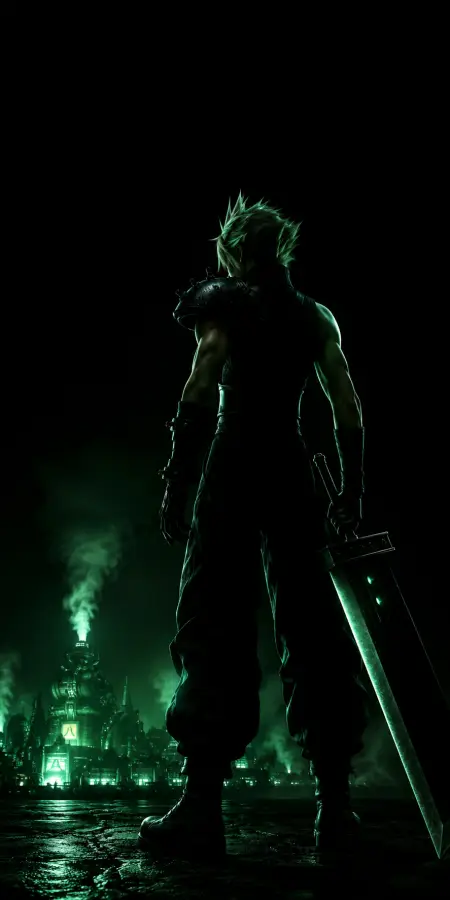 Cloud Strife Holding Buster Sword Midgar 4K wallpaper for desktop and mobile - Pixbee