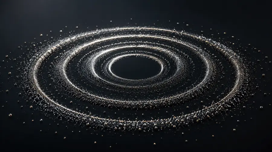 Concentric Rings of Golden and Silver Particle Dust 4K wallpaper for desktop and mobile - Pixbee