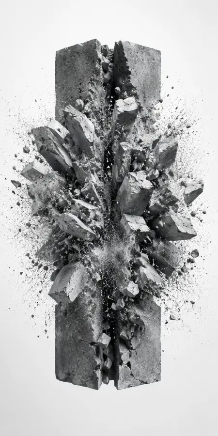 Concrete Column Exploding Into Shattered Debris — ue5 phone wallpaper