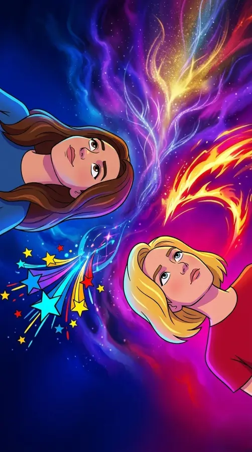 Cosmic Dual Portrait Aesthetic 4K wallpaper for desktop and mobile - Pixbee
