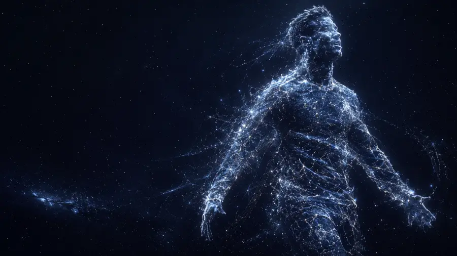 Cosmic Entity of Cristiano Ronaldo Formed Entirely from Sparkling Stars 4K wallpaper for desktop and mobile - Pixbee