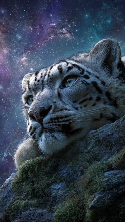 Cosmic Snow Leopard 4K wallpaper for desktop and mobile - Pixbee