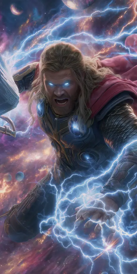 Cosmic Thunder God Awakens - Thor 4K wallpaper for desktop and mobile - Pixbee