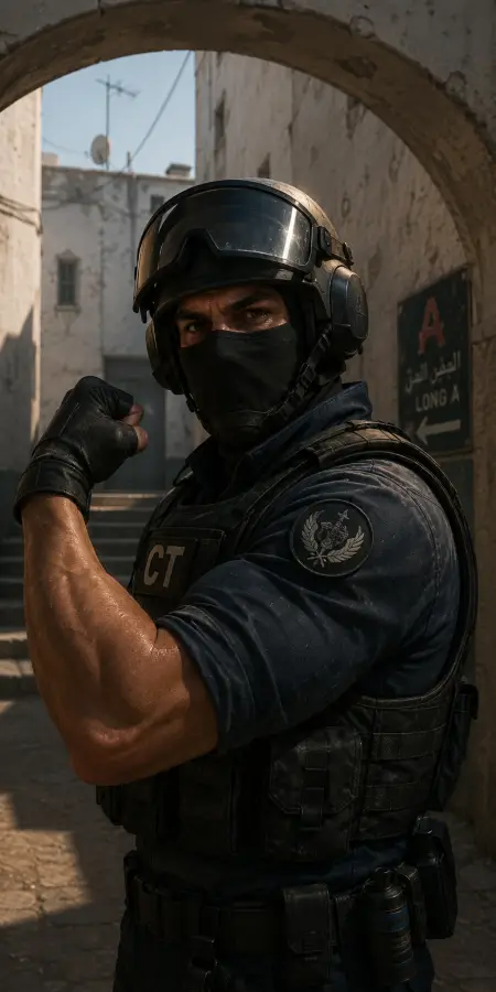 Counter Strike Counter Terrorist Flexing Bicep Alley 4K wallpaper for desktop and mobile - Pixbee