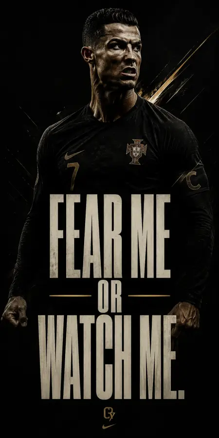 “CR7 Football Mentality: Fear Me or Watch Me Dominate Soccer ⚽👑” 4K wallpaper for desktop and mobile - Pixbee