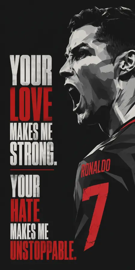 “CR7: Love Fuels the Game, Hate Fuels the Legend ⚽🔥” 4K wallpaper for desktop and mobile - Pixbee