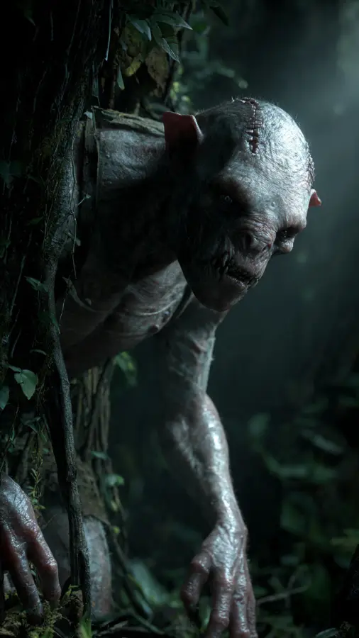 Creepy Forest Creature Emerging From Darkness 4K wallpaper for desktop and mobile - Pixbee