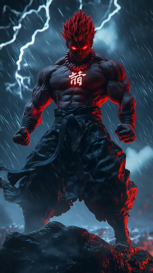 Crimson Lightning Warlord - Akuma 4K wallpaper for desktop and mobile - Pixbee